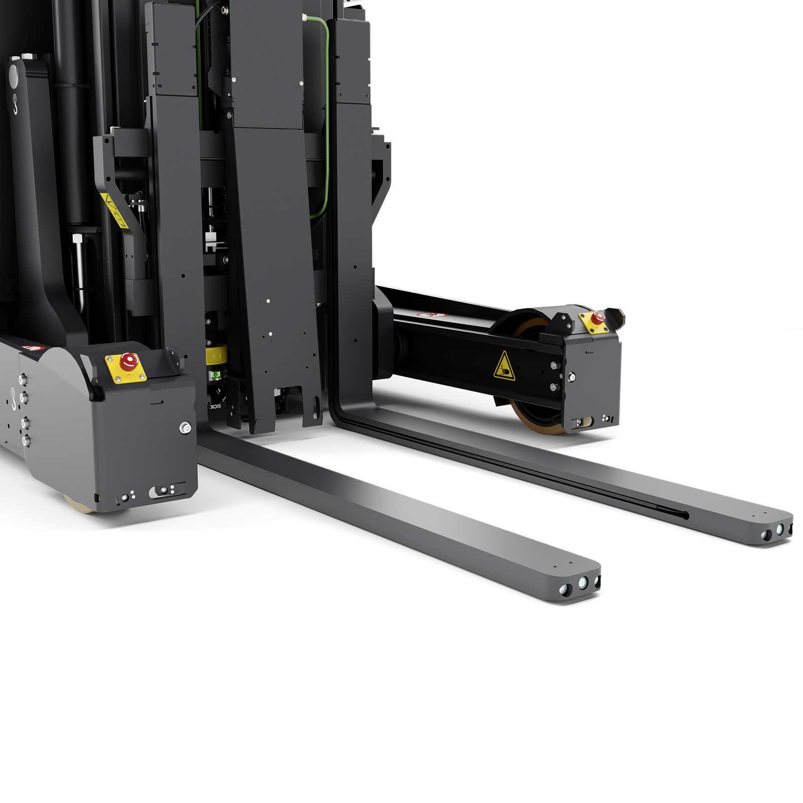 Linde R Matic k met noodrem op de vorken