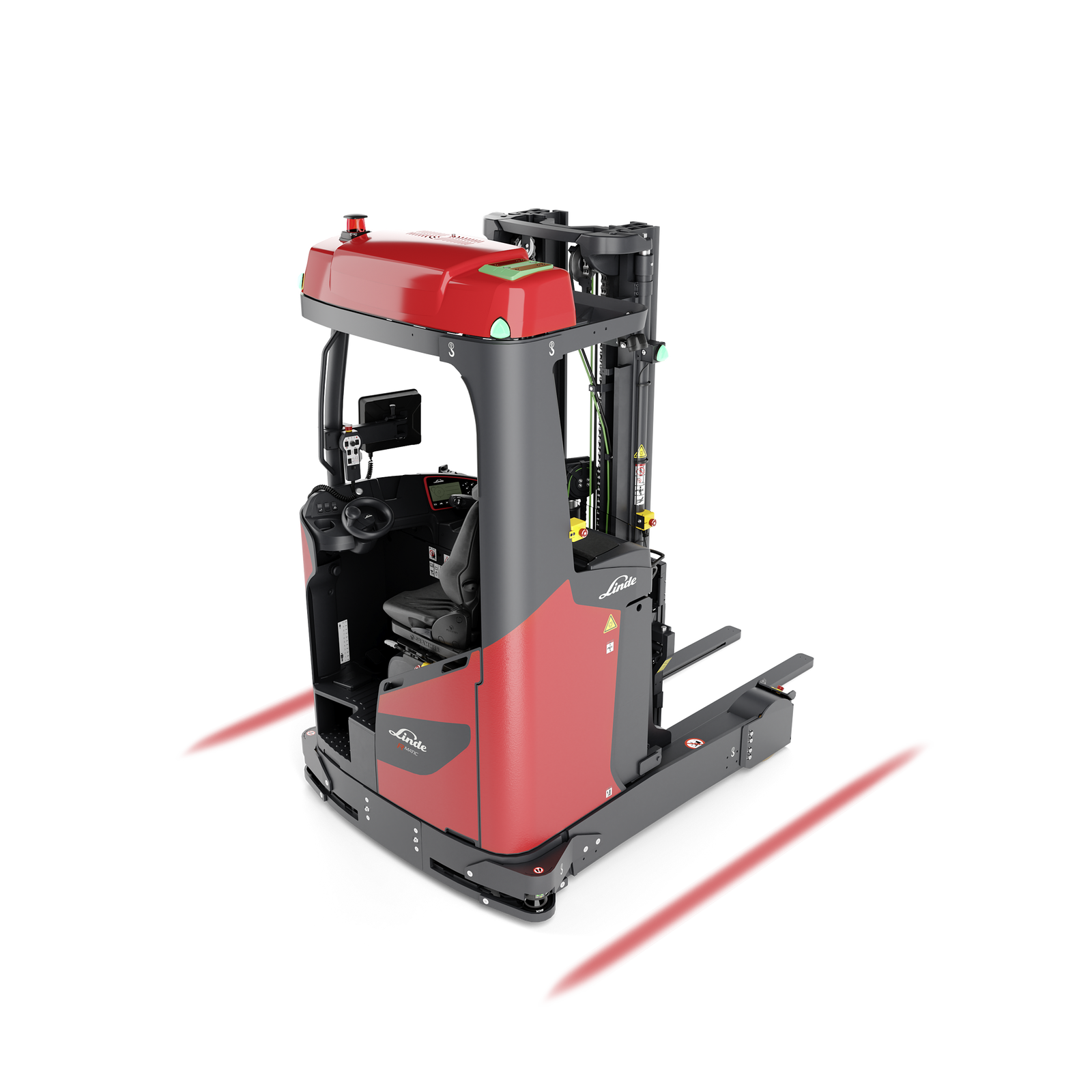 Rode waarschuwingslijnen bij de Linde R-matic k